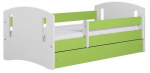 Lastevoodi Kocot Kids Classic 2, valge v./roheline v., 80 x 180 cm, voodipesu kastiga, ilma madratsita