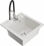 K&ouml;&ouml;givalamu koos kraaniga Mexen Vito Aster, graniit, 52 cm x 49 cm x 21 cm, valge/must/kroom