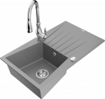 K&ouml;&ouml;givalamu koos kraaniga Mexen Cesar, graniit, 77 cm x 47 cm x 20 cm, hall/kroom