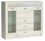 Vitriinkapp Indianapolis I8, kraft white v., 42 cm x 137 cm x 122 cm