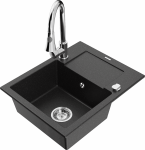 K&ouml;&ouml;givalamu koos kraaniga Mexen Enzo, vaik/graniit, 57.6 cm x 46.5 cm x 17.4 cm, h&otilde;be/must