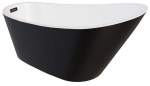 Vann, teisaldatav Besco Melody Black&White Matt, 150 cm x 80 cm x 72 cm, ovaalne, valge/must