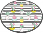 Vannitoa p&otilde;randamatt Foutastic Catinus Cactus, valge/must/kollane, 80 cm x 80 cm, &Oslash; 80 cm