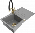 K&ouml;&ouml;givalamu koos kraaniga Mexen Cesar, graniit, 77.5 cm x 47 cm x 20 cm, grey+black/gold
