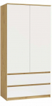 Riidekapp Malwa SS-90, valge v./artisan oak, 90 cm x 50 cm x 180 cm