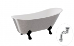 Vann, teisaldatav Besco Olaya Glam, 160 cm x 68 cm x 68 cm, ovaalne, h&otilde;be/must