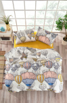 Voodipesukomplekt Mijolnir Cappadocia Fitted 670TBH1102, valge v./roosa v./hall v., 50 x 70 cm, 160 x 220 cm, 3 os.