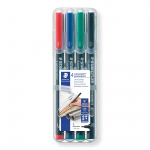 Veekindel marker, 0.4 mm, sinine v./must v./punane v., 4 tk