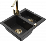 K&ouml;&ouml;givalamu Mexen Carlos 6518581500-73+670300-50+66921-50, graniit, 58 cm x 47 cm x 17.7 cm, metallic black/silver+gold