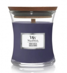 K&uuml;&uuml;nal, l&otilde;hna WoodWick Mini Hourglass Hinoki Dahlia, 30 h, 85 g, Violetne v.