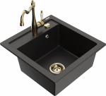 K&ouml;&ouml;givalamu koos kraaniga Mexen Vito, graniit, 49 cm x 52 cm x 21 cm, kuldne/must