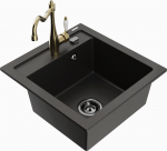 K&ouml;&ouml;givalamu koos kraaniga Mexen Vito, graniit, 49 cm x 52 cm x 21 cm, metallic black / gold