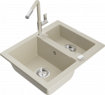 K&ouml;&ouml;givalamu koos kraaniga Mexen Carlos Beige+Beige/Chrome, graniit, 58 cm x 47 cm x 17.7 cm, beige+chrome