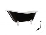 Vann, teisaldatav Besco Otylia B&W, 160 cm x 77 cm x 69.5 cm, ovaalne, valge/must