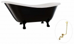 Vann, teisaldatav Besco Otylia B&W, 170 cm x 77 cm x 68.5 cm, ovaalne, valge/must