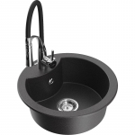 K&ouml;&ouml;givalamu koos kraaniga Mexen Diego, graniit, 48.8 cm x 48.8 cm x 16.7 cm, black granite+black/chrome