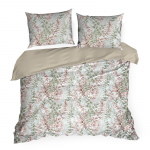 Voodipesukomplekt Freesia, roheline v./roosa v., 70 x 80 cm, 200 x 220 cm, 3 os.