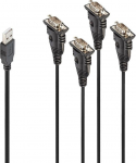 Kaabel Lindy 42675 USB Type-A Male, 4 x RS-232, 0.94 m, must v.