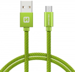 Juhe Swissten, Micro USB/USB, 20 cm, roheline v.
