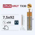 Kruvi raamidele Haushalt, 7.5x92 mm, 50 tk