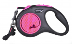 Automaatne jalutusrihm Flexi New Neon, must v./roosa v., S 5m
