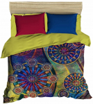 Voodipesukomplekt Mijolnir 178PRL1151, kollane v./punane v./s&uuml;gavsinine v., 50 x 70 cm, 160 x 220 cm