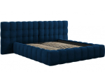 Voodi kahekohaline Micadoni Home Mamaia Velvet Double Headboard, 180 x 200 cm, sinine v., ilma madratsita, p&otilde;hjalippidega