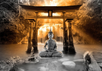 Fototapeet Artgeist Buddha Smile (Orange) MFT1768SAM, 105 cm x 147 cm