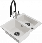 K&ouml;&ouml;givalamu koos kraaniga Mexen Carlos Duo, graniit, 58.2 cm x 47.5 cm x 17.7 cm, valge/must/kroom