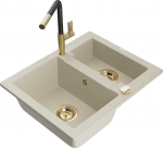 K&ouml;&ouml;givalamu koos kraaniga Mexen Carlos Beige+Black/Gold, graniit, 58 cm x 47 cm x 17.7 cm, beige+black/gold