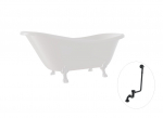 Vann, teisaldatav Besco Otylia, 160 cm x 77 cm x 69.5 cm, ovaalne, valge/must