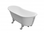 Vann, teisaldatav Besco Olaya, 160 cm x 68 cm x 68 cm, ovaalne, valge/kroom