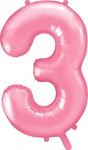 Fooliumist &otilde;hupall number PartyDeco Nr. 3 (86cm), heleroosa v.