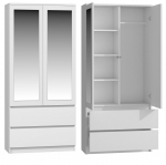 Riidekapp SS-90, valge v., 50 cm x 90 cm x 180 cm, peegliga