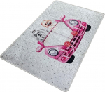 Vannitoa p&otilde;randamatt Foutastic Dogs Vosvos 359CHL5105, valge/roosa, 100 cm x 80 cm