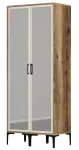 Riidekapp Kalune Design Kumsal RR, kreemjasvalge/p&auml;hklipuu v., 47.5 cm x 80 cm x 201.4 cm, peegliga