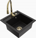 K&ouml;&ouml;givalamu koos kraaniga Mexen Vito Savita, vaik/graniit, 52 cm x 49 cm x 21 cm, kuldne/must