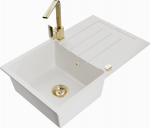 K&ouml;&ouml;givalamu koos kraaniga Mexen Bruno, vaik/graniit, 79.5 cm x 49.5 cm x 20 cm, valge