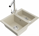 K&ouml;&ouml;givalamu koos kraaniga Mexen Carlos Beige+Chrome, graniit, 58 cm x 47 cm x 17.7 cm, beige+chrome