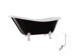 Vann, teisaldatav Besco Otylia B&W, 160 cm x 77 cm x 69.5 cm, ovaalne, valge/must