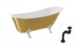 Vann, teisaldatav Besco Olaya Glam, 160 cm x 68 cm x 68 cm, ovaalne, kuldne/must