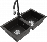 K&ouml;&ouml;givalamu koos kraaniga Mexen Mario, graniit, 82 cm x 43.6 cm x 16.1 cm, metallic black/gold+black