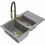 K&ouml;&ouml;givalamu koos kraaniga Mexen Gaspar, graniit, 73.7 cm x 47.5 cm x 17.7 cm, grey+black/gold