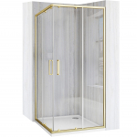 Du&scaron;ikabiin Rea City, ruudukujuline, 90 cm x 90 cm x 200 cm, brushed gold/l&auml;bipaistev