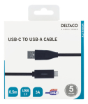 Juhe Deltaco USBC-1003M, USB Type C/USB Type A, 50 cm, must v.