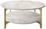 Kohvilaud Kalune Design Versy, kuldne v./valge v., 90 cm x 90 cm x 36.8 cm