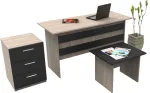 Kontorim&ouml;&ouml;bli komplekt Kalune Design VO9 956LCS2105, tamm v./must v., 73.8 cm x 140 cm x 60 cm