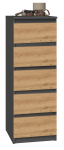 Kummut W5, antratsiit v./tamm v., 111 cm x 45 cm x 40 cm