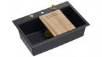 K&ouml;&ouml;givalamu Quadron Marc Workstation, graniit, 92 cm x 58 cm x 29 cm, kuldne v./must v.