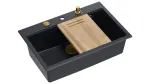 K&ouml;&ouml;givalamu Quadron Marc Workstation, graniit, 92 cm x 58 cm x 29 cm, kuldne v./must v.